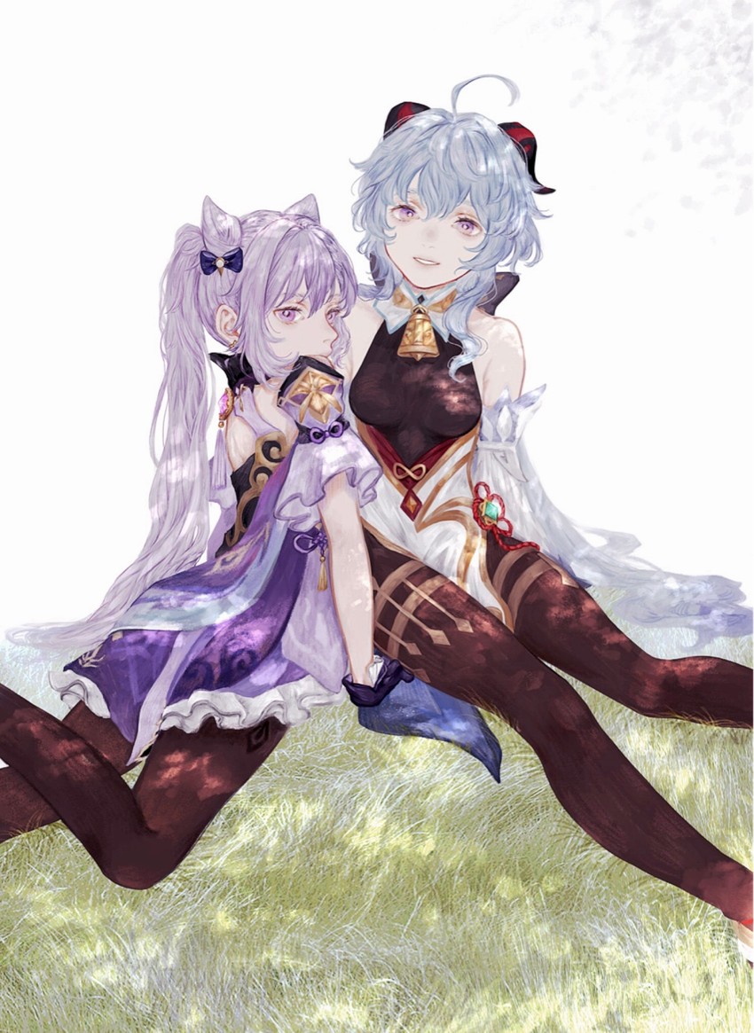 ganyu and keqing (genshin impact) drawn by shirone_(coxo_ii)