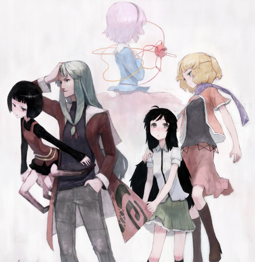 komeiji satori, reiuji utsuho, mizuhashi parsee, kagiyama hina, and kurodani yamame (touhou) drawn by yamadori_seika