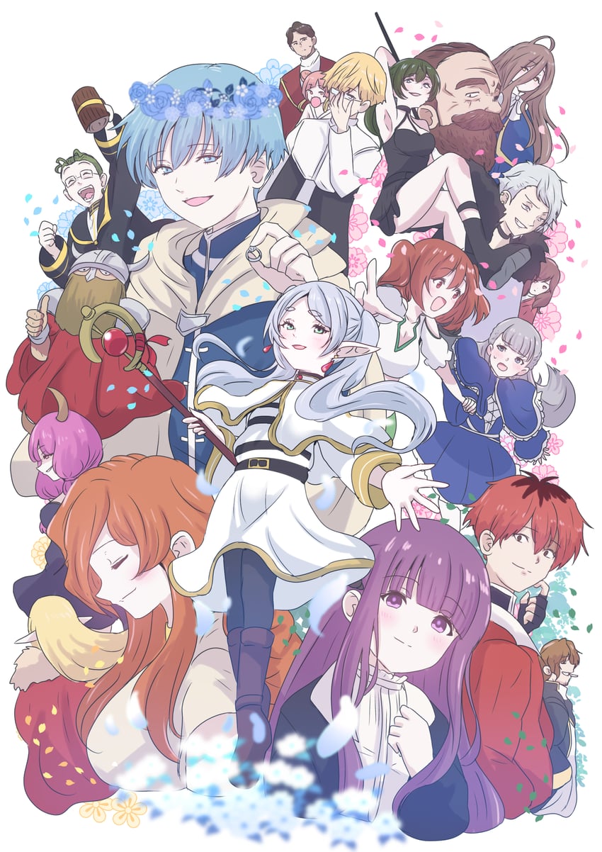 frieren, fern, ubel, stark, himmel, and 15 more (sousou no frieren) drawn by giorgio_(yo_sumire_sola1)