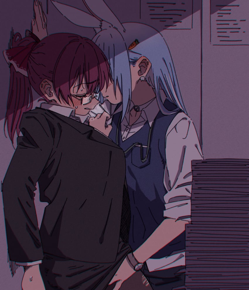 houshou marine and usada pekora (hololive) drawn by homura_(hmr0222)
