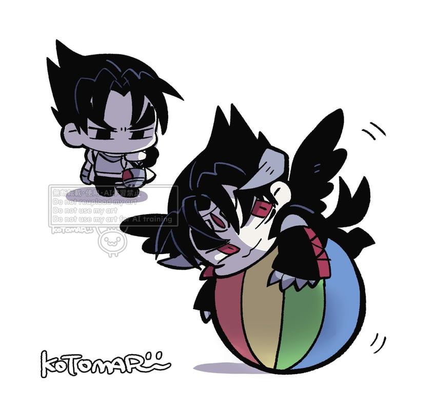 kazama jin and devil jin (tekken) drawn by kotorai