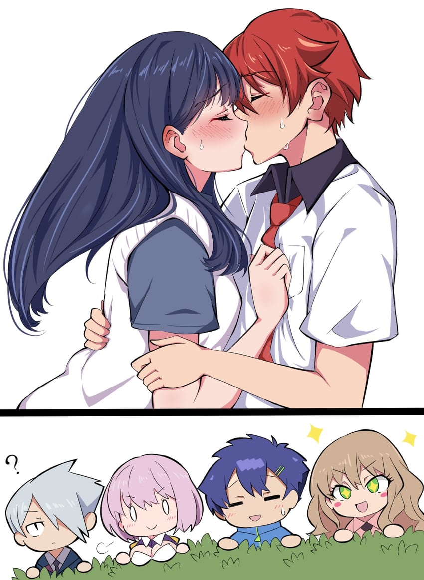 takarada rikka, shinjou akane, minami yume, hibiki yuuta, asanaka yomogi, and 1 more (gridman universe) drawn by freedom_xdrive