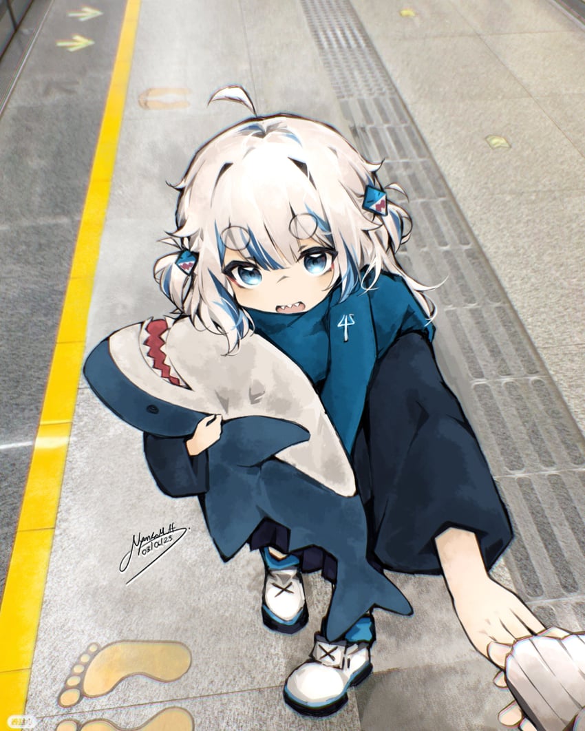 gawr gura (hololive and 1 more) drawn by doktahzaki