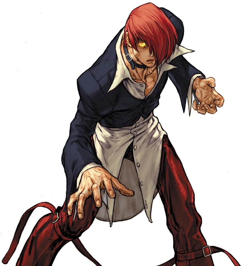 yagami iori and orochi iori (the king of fighters and 2 more) drawn by nishimura_kinu
