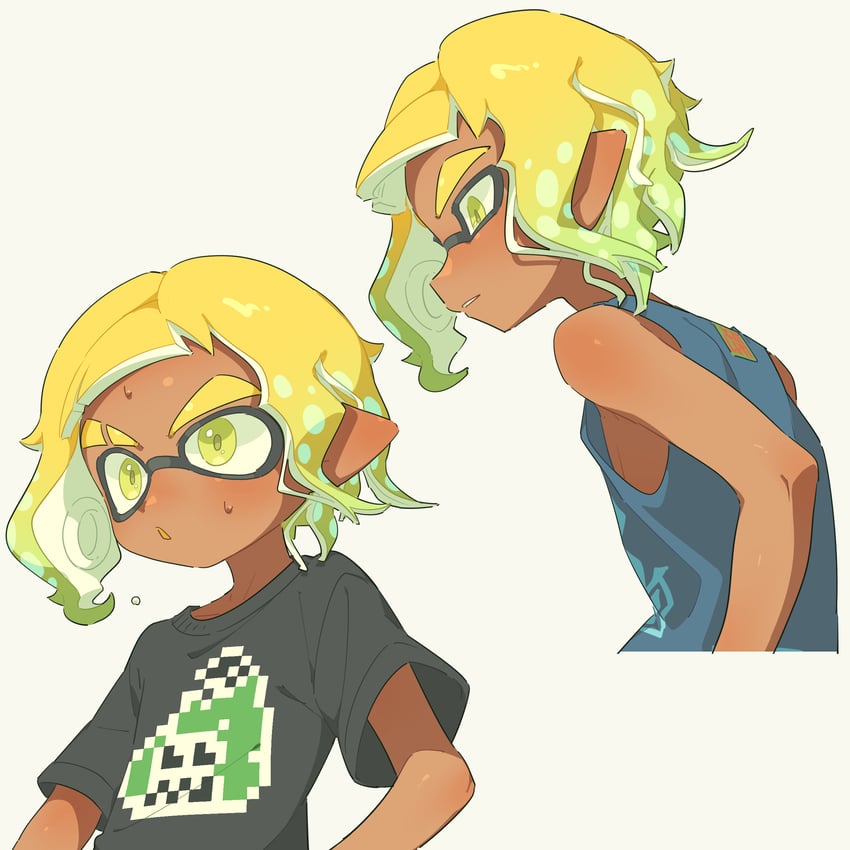 inkling player character and inkling boy (splatoon) drawn by surume01417