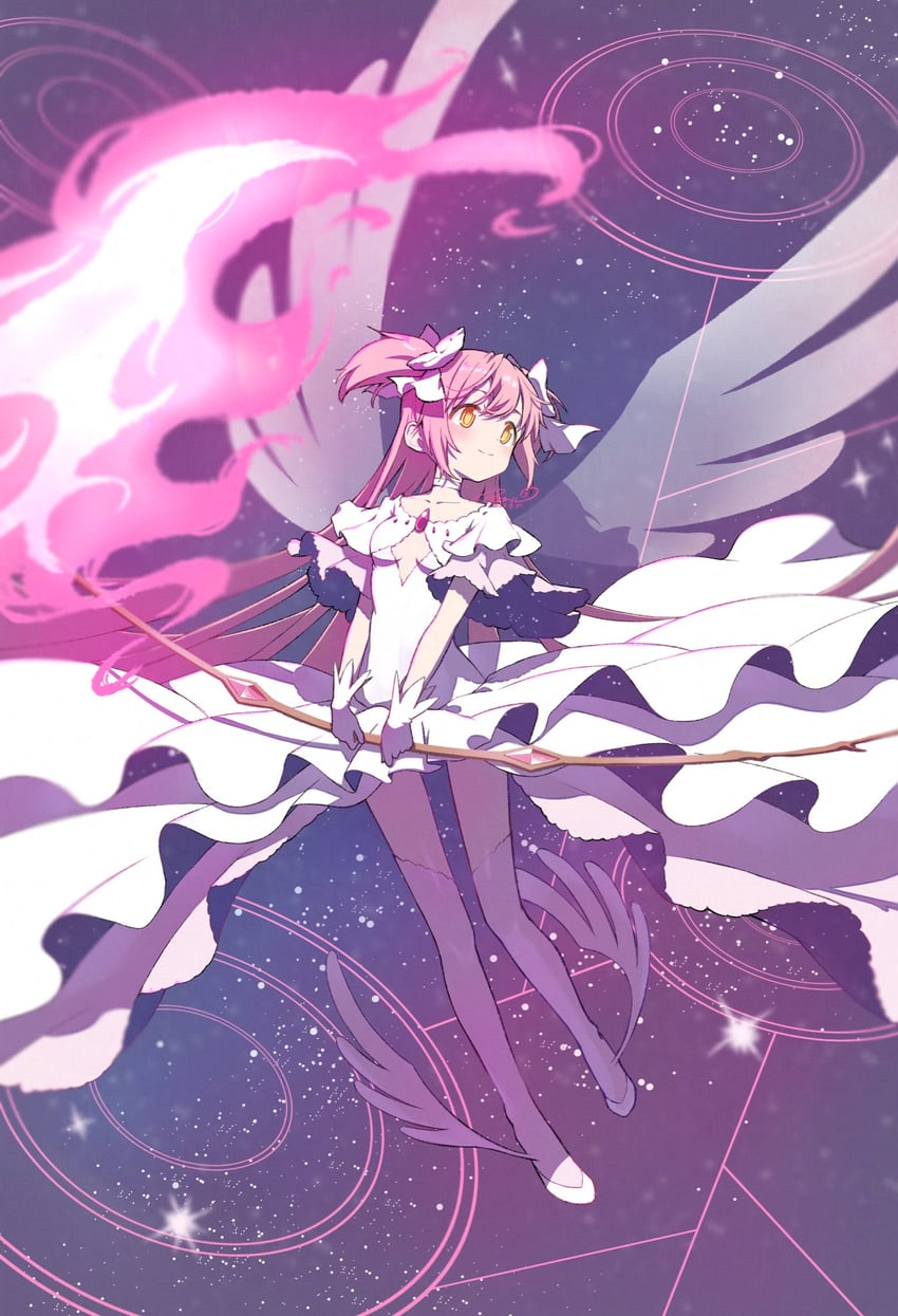 kaname madoka and ultimate madoka (mahou shoujo madoka magica) drawn by asukaru_(magika_ru)