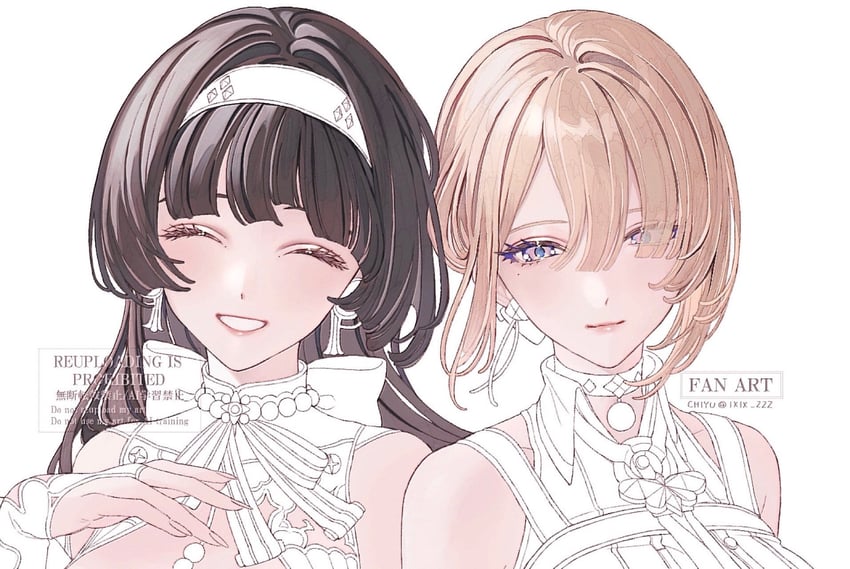 evelyn chevalier and astra yao (zenless zone zero) drawn by ao_(ao0_0nemu)