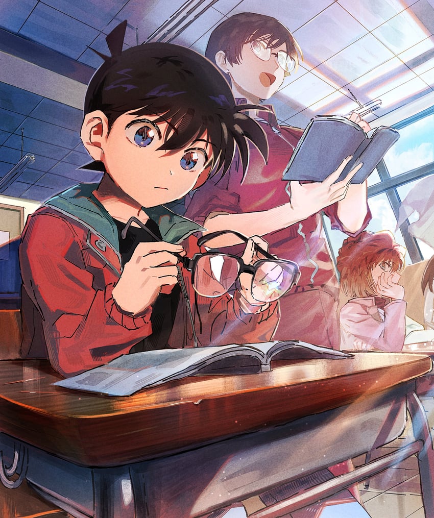 edogawa conan, haibara ai, and kobayashi sumiko (meitantei conan) drawn by segami