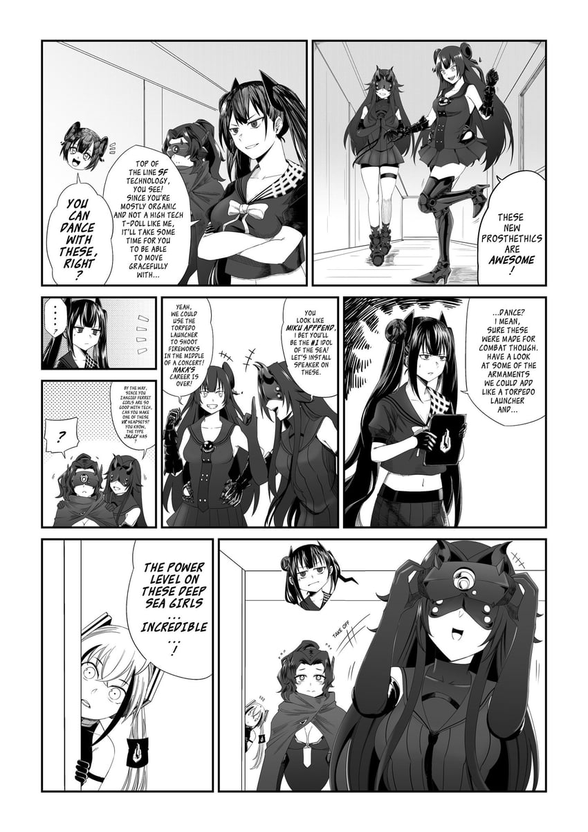 light cruiser oni, destroyer, ouroboros, light cruiser princess, and jaeger (kantai collection and 1 more) drawn by reizo_ne