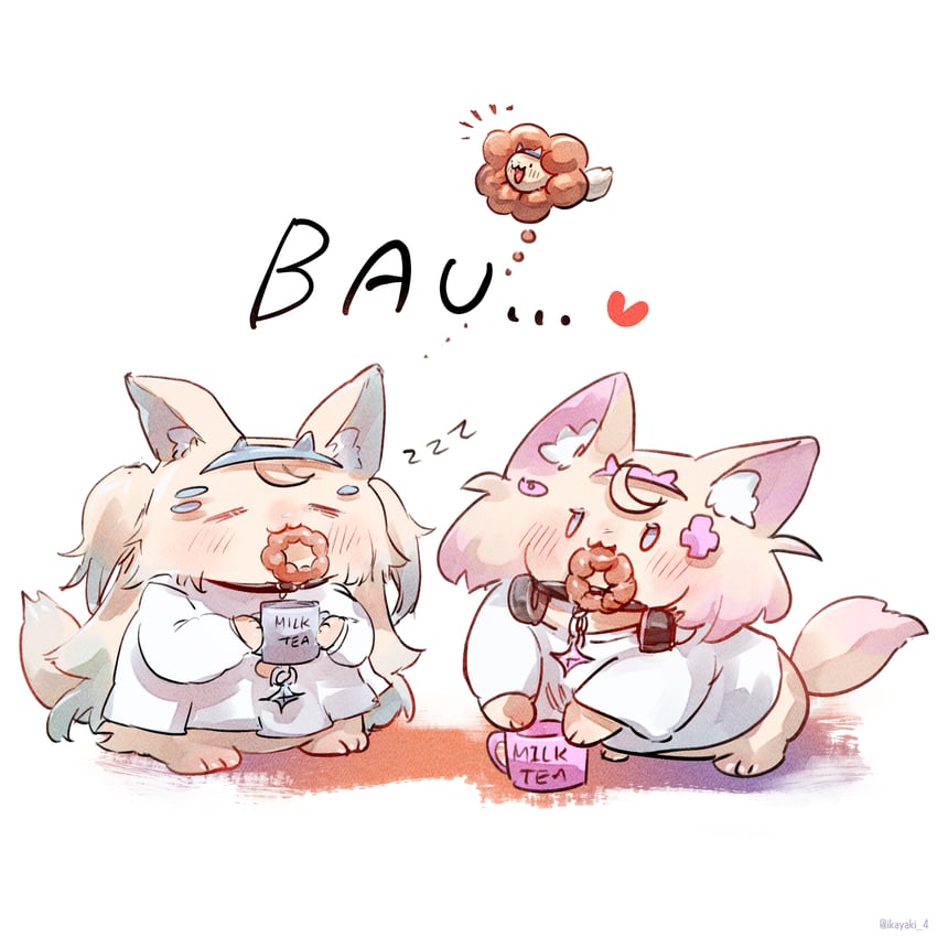 fuwawa abyssgard, mococo abyssgard, and perroccino (hololive and 1 more) drawn by ikayaki_(ikayaki4)