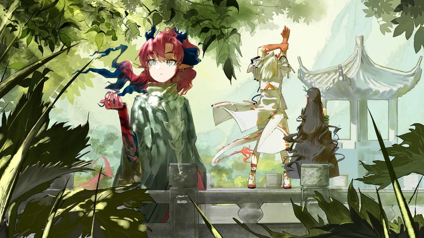 dusk, nian, and yu (arknights) drawn by mo_su_ji