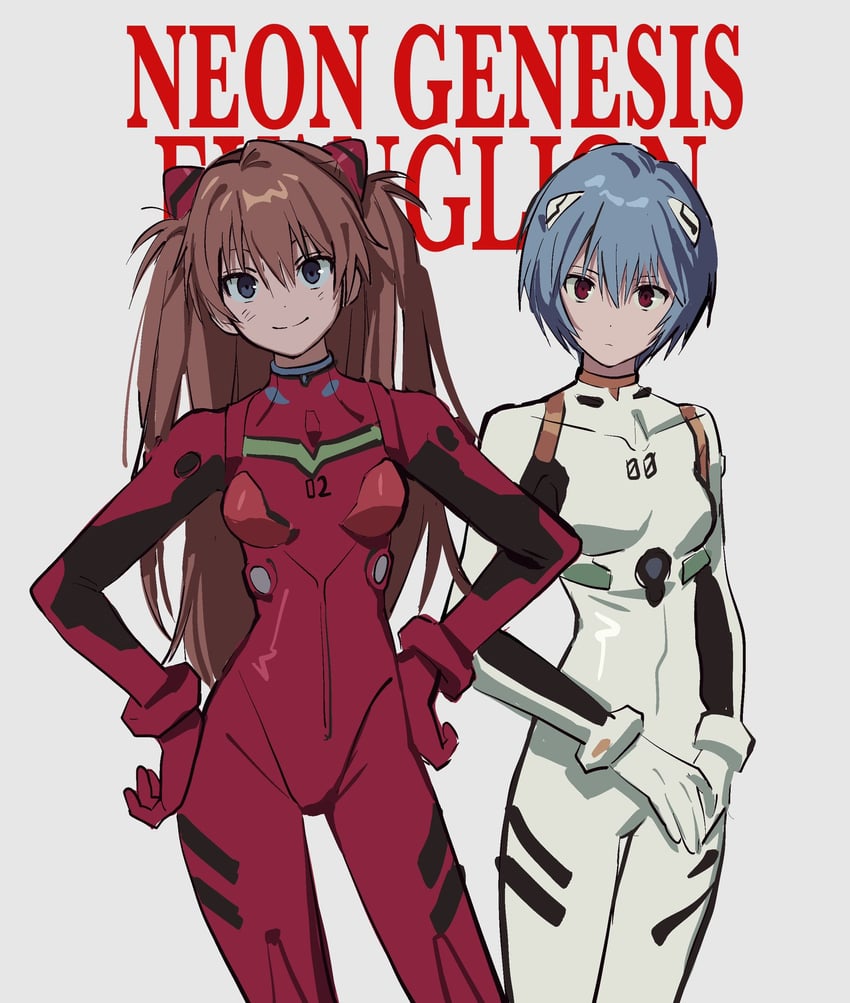 souryuu asuka langley and ayanami rei (neon genesis evangelion) drawn by betti_(xx_betti)