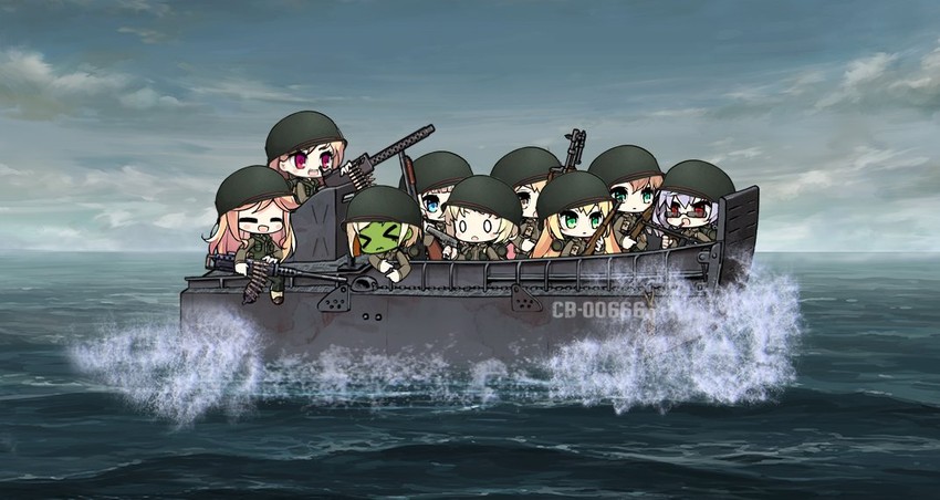 springfield, thompson, m1 garand, m1918, m1911, and 4 more (girls' frontline) drawn by the_mad_mimic