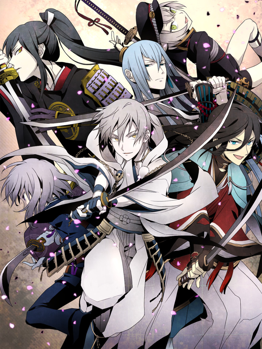 tsurumaru kuninaga, honebami toushirou, izumi-no-kami kanesada, hotarumaru, kousetsu samonji, and 1 more (touken ranbu) drawn by wato_samirika
