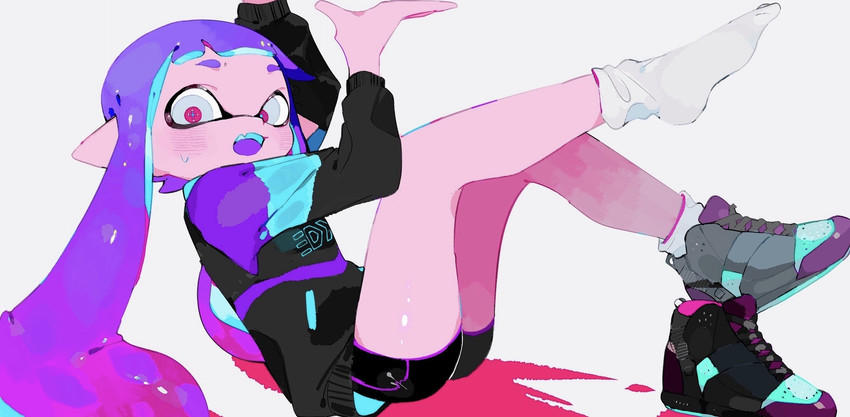 inkling player character and inkling girl (splatoon and 1 more) drawn by miluchi