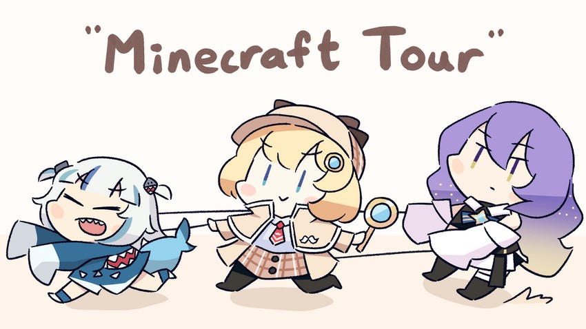 gawr gura, watson amelia, and moona hoshinova (hololive and 2 more) drawn by potato7192