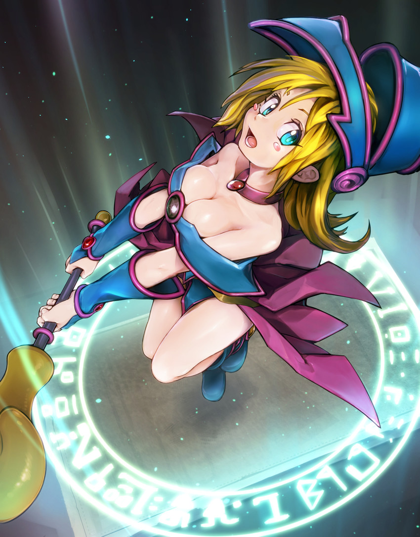 dark magician girl and dark magical circle (yu-gi-oh!) drawn by nanjin