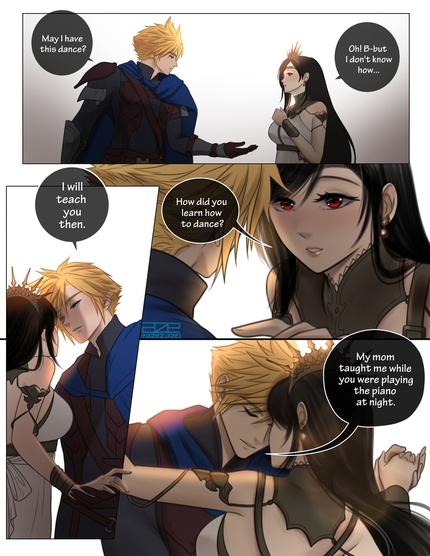 tifa lockhart and cloud strife (final fantasy and 3 more) drawn by azezazel