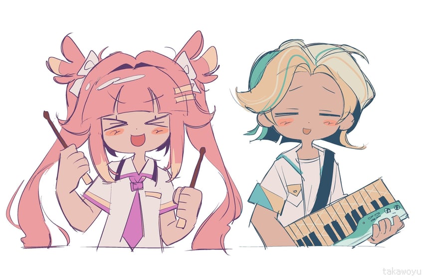 strawberry stick cookie and mint wafer cookie (cookie run and 1 more) drawn by takawoyu