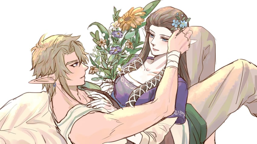 link and princess zelda (the legend of zelda and 1 more) drawn by kurokawa_karasu