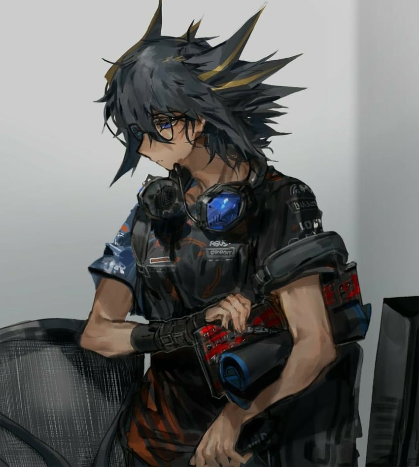 fudo yusei (yu-gi-oh! and 1 more) drawn by momentcorefly