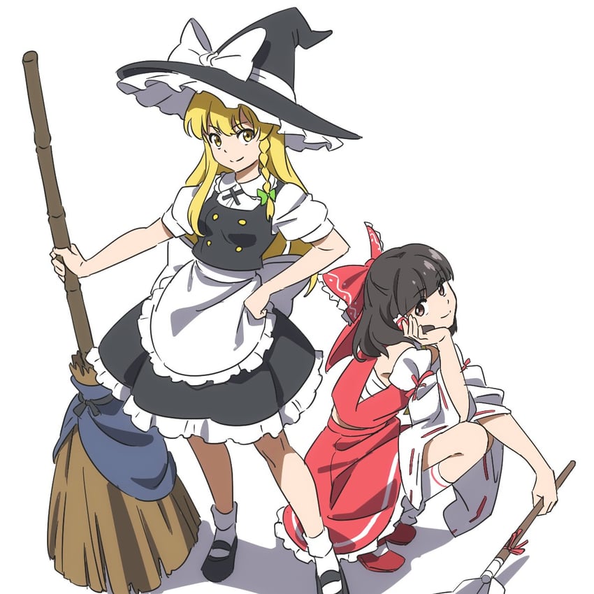 hakurei reimu and kirisame marisa (touhou) drawn by gyouza_(mhea5724)