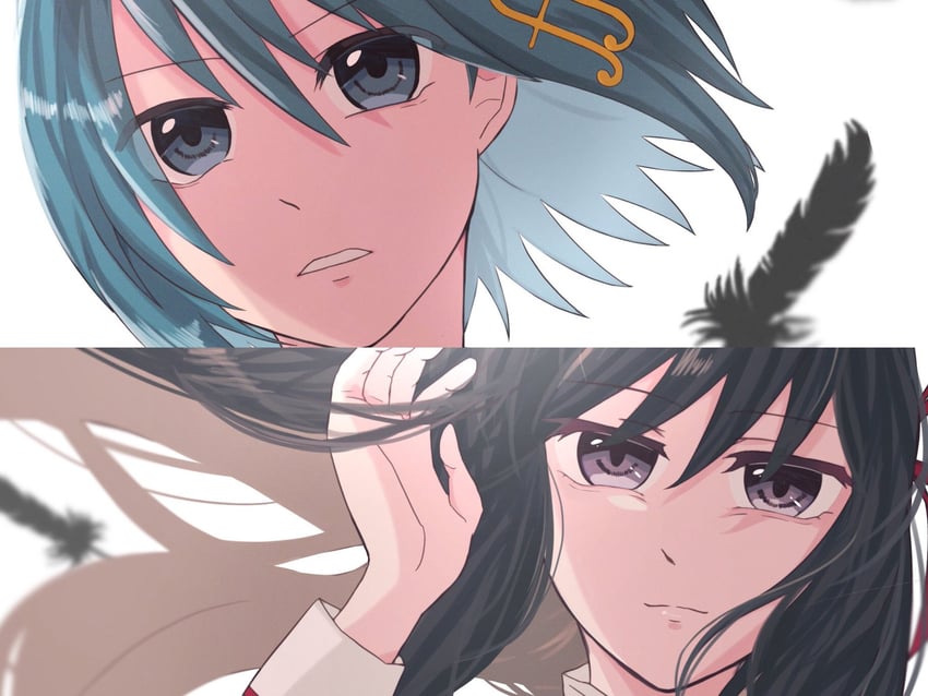akemi homura and miki sayaka (mahou shoujo madoka magica and 1 more) drawn by amai_yume