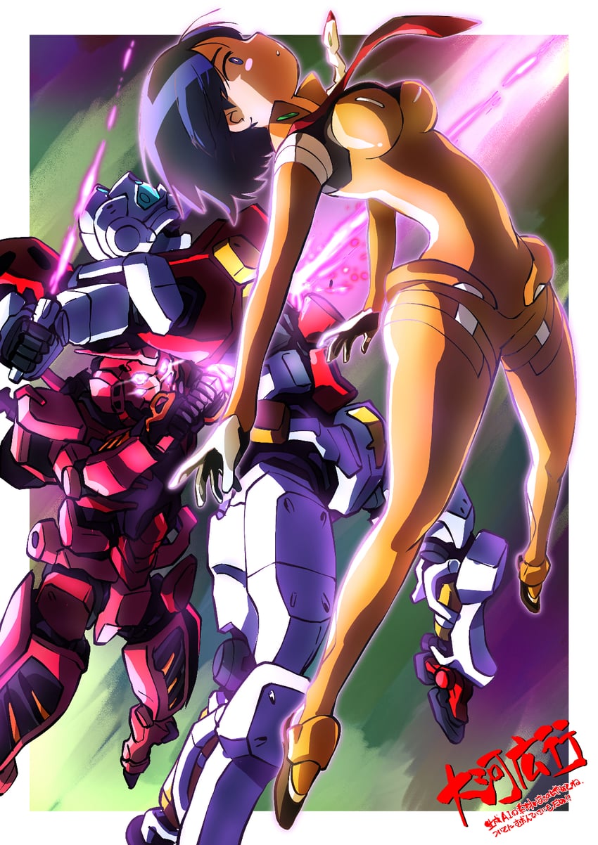 shiiko sugai, red gundam, and gelgoog (gundam and 1 more) drawn by taiga_hiroyuki