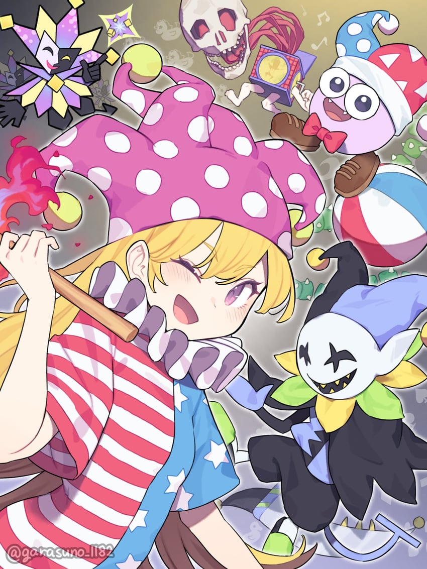 clownpiece, marx, jevil, dimentio, and jester (touhou and 6 more) drawn by garasuno