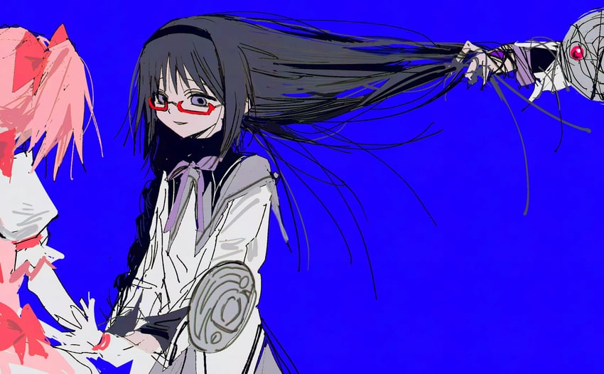 akemi homura and kaname madoka (mahou shoujo madoka magica) drawn by goguma_wagamja