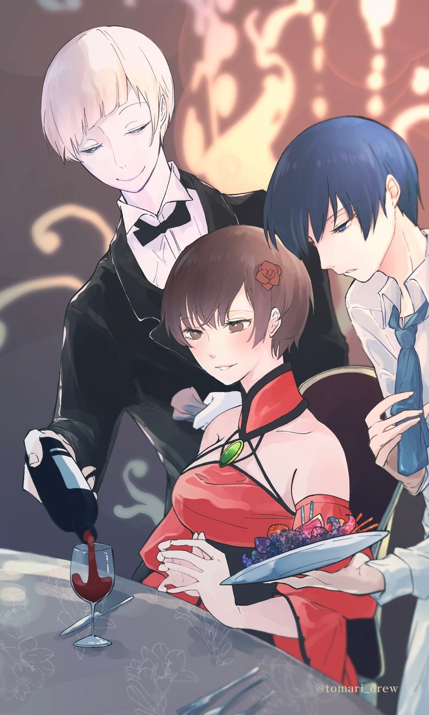 kaito, meiko, banica conchita, carlos marlon, and lich arklow (vocaloid and 2 more) drawn by tomari_drew