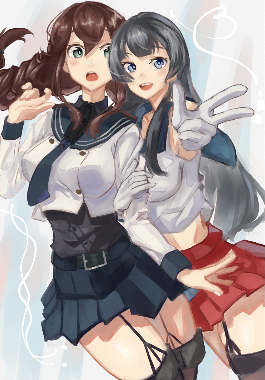 noshiro, agano, and noshiro kai ni (kantai collection) drawn by panda_(heart_sink)