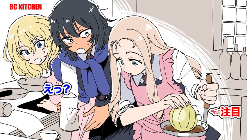 andou, oshida, and marie (girls und panzer) drawn by yukataro