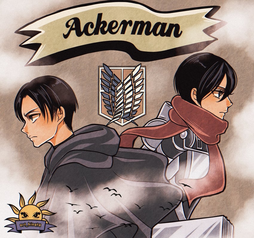mikasa ackerman and levi (shingeki no kyojin) drawn by hinatart_ag