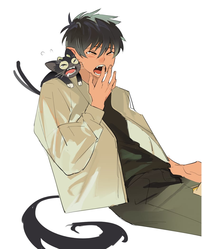 okumura rin and kuro (ao no exorcist) drawn by eriseros