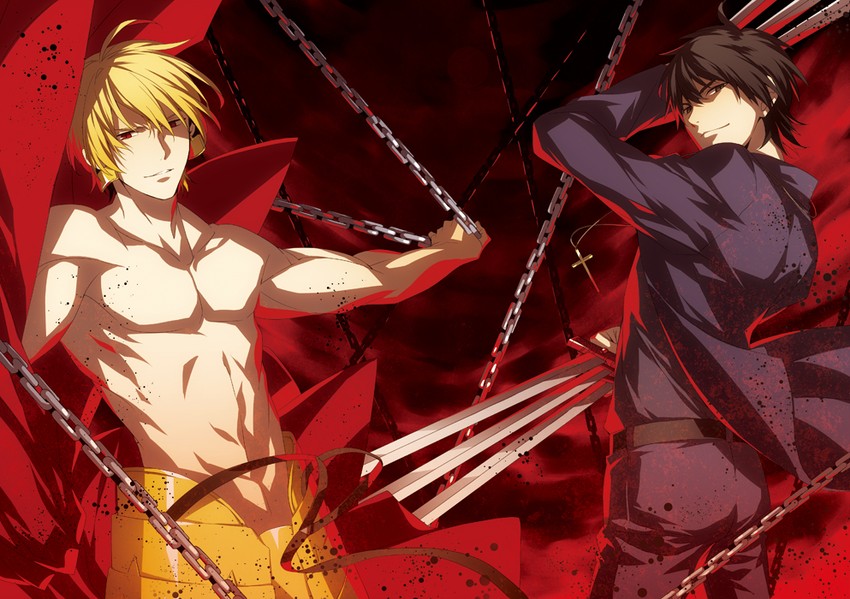 gilgamesh and kotomine kirei (fate and 1 more) drawn by xia_(ryugo)