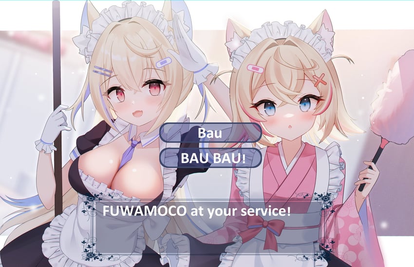 fuwawa abyssgard and mococo abyssgard (hololive and 1 more) drawn by kawaiipony2