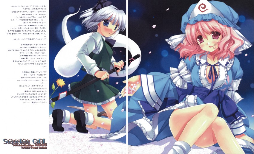 konpaku youmu and saigyouji yuyuko (touhou) drawn by miyasu_risa