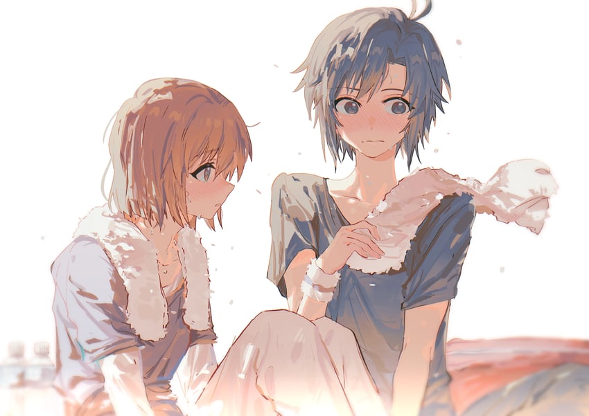 kikuchi makoto and hagiwara yukiho (idolmaster) drawn by yumi_xsh