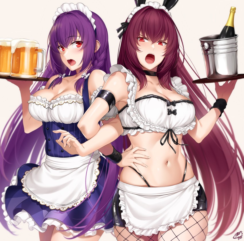 scathach and scathach skadi (fate and 1 more) drawn by okitakung