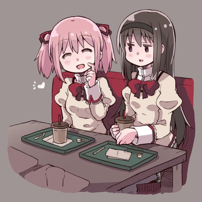 akemi homura and kaname madoka (mahou shoujo madoka magica) drawn by es_(eisis)