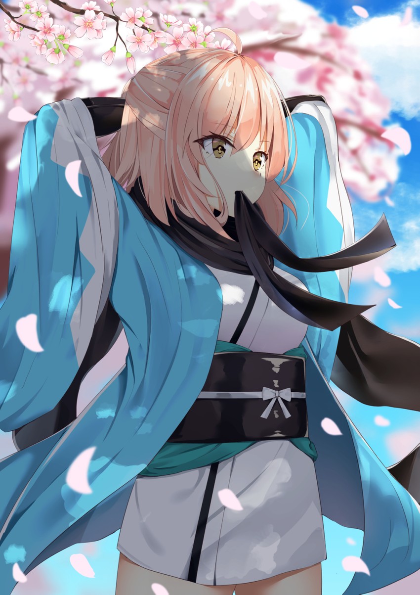 okita souji (fate and 2 more) drawn by hikashou