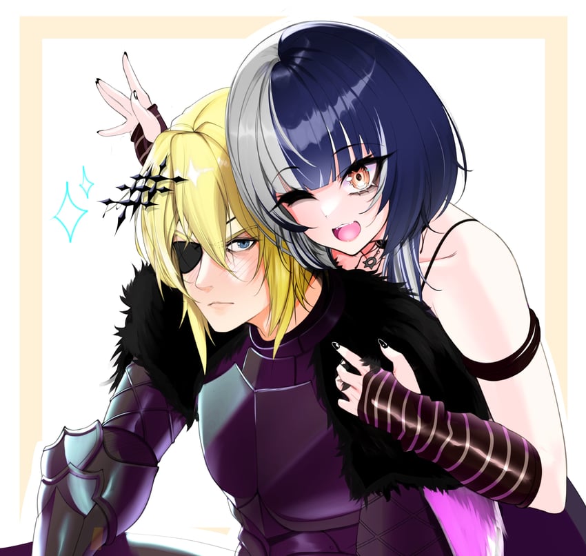 shiori novella and dimitri alexandre blaiddyd (hololive and 3 more) drawn by porougon