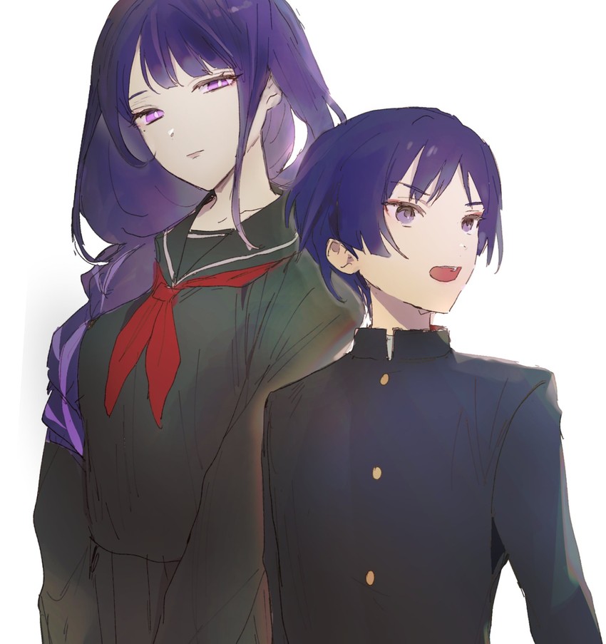 raiden shogun and scaramouche (genshin impact) drawn by dal-gi