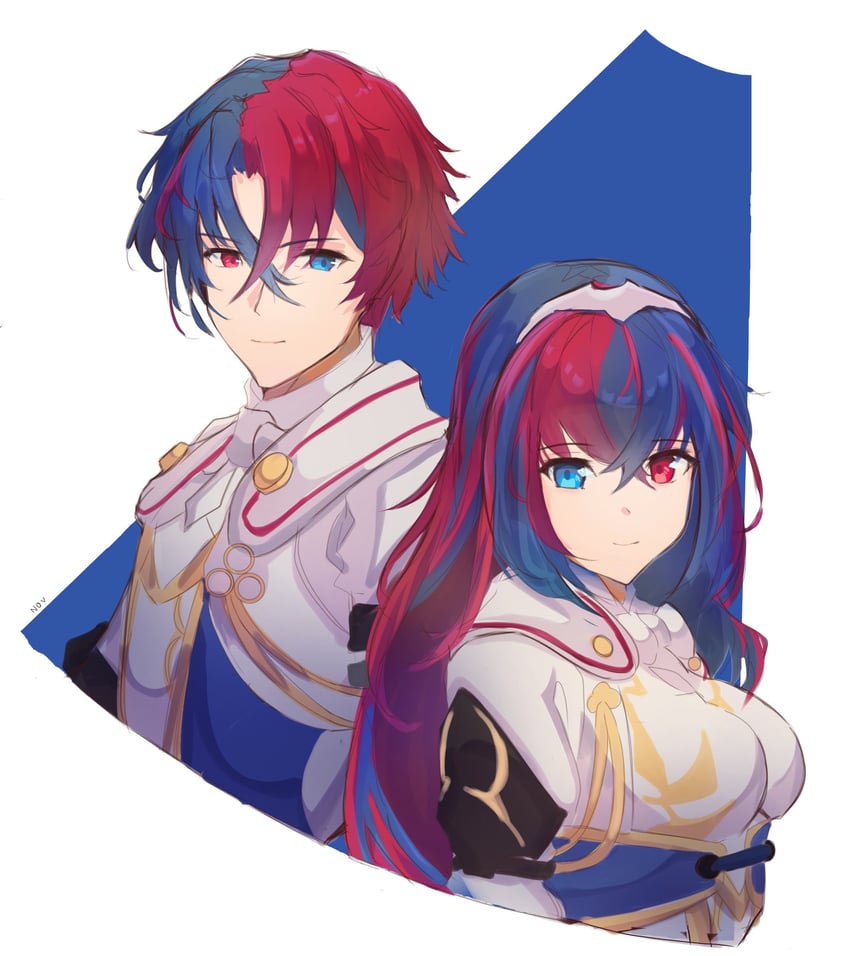 female alear and male alear (fire emblem and 1 more) drawn by novembertimex