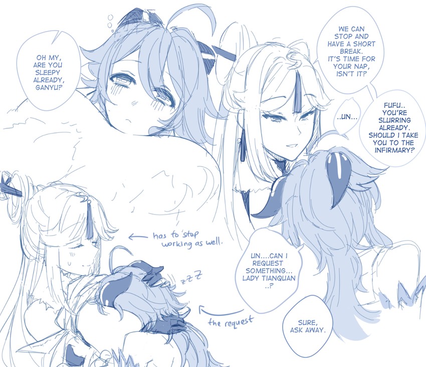 ganyu and ningguang (genshin impact) drawn by hinagi_(fox_priest)