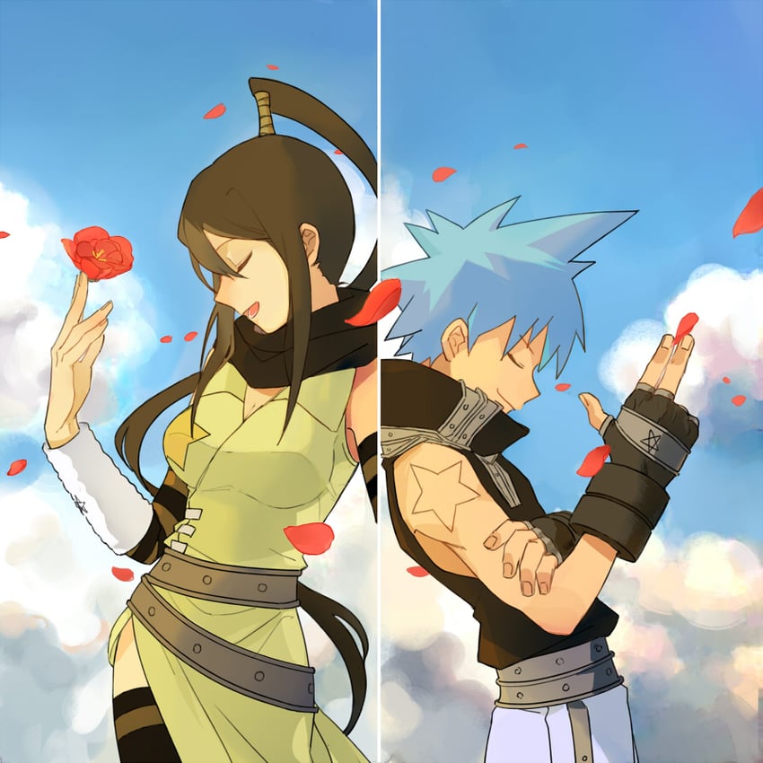 black star and nakatsukasa tsubaki (soul eater) drawn by lullul