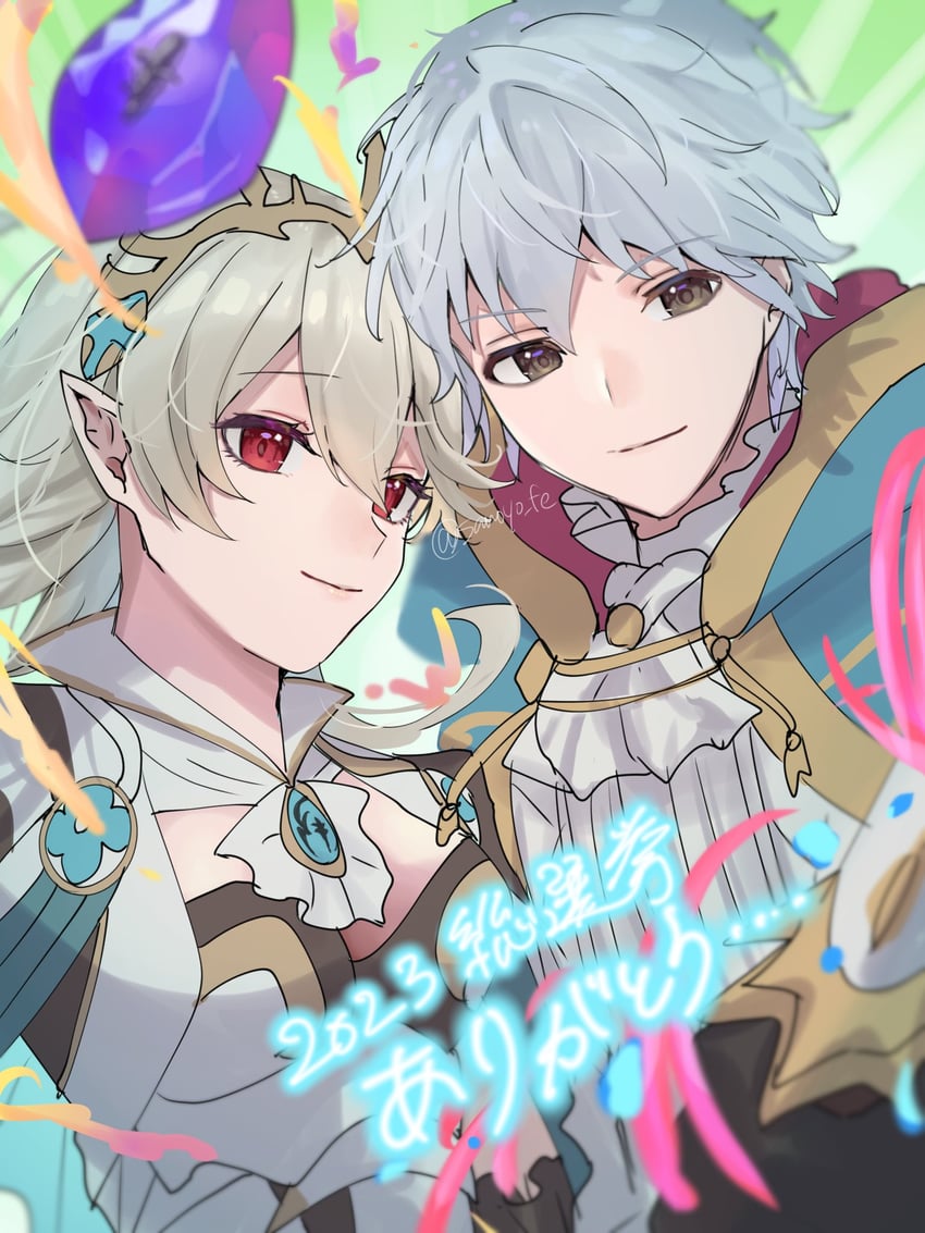 female corrin and male robin (fire emblem and 3 more) drawn by sakura_no_yoru
