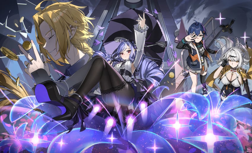 belle, vivian banshee, yixuan, and hugo vlad (zenless zone zero) drawn by dor_m