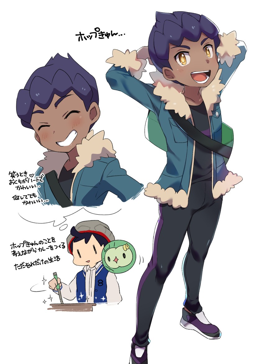 hop, victor, and solosis (pokemon and 1 more) drawn by chokutsuu_(menino)